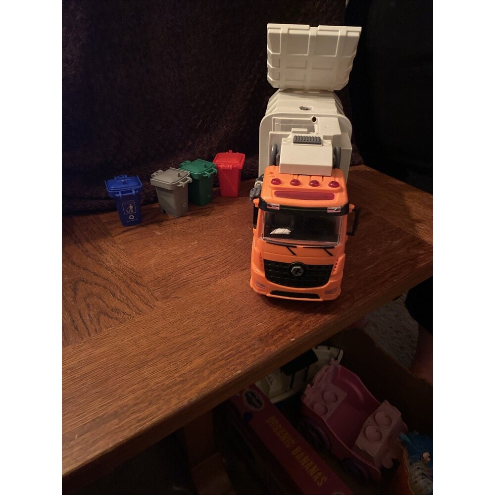 Garbage Truck Toy Bruder Man Tgs in orange Missing Pieces